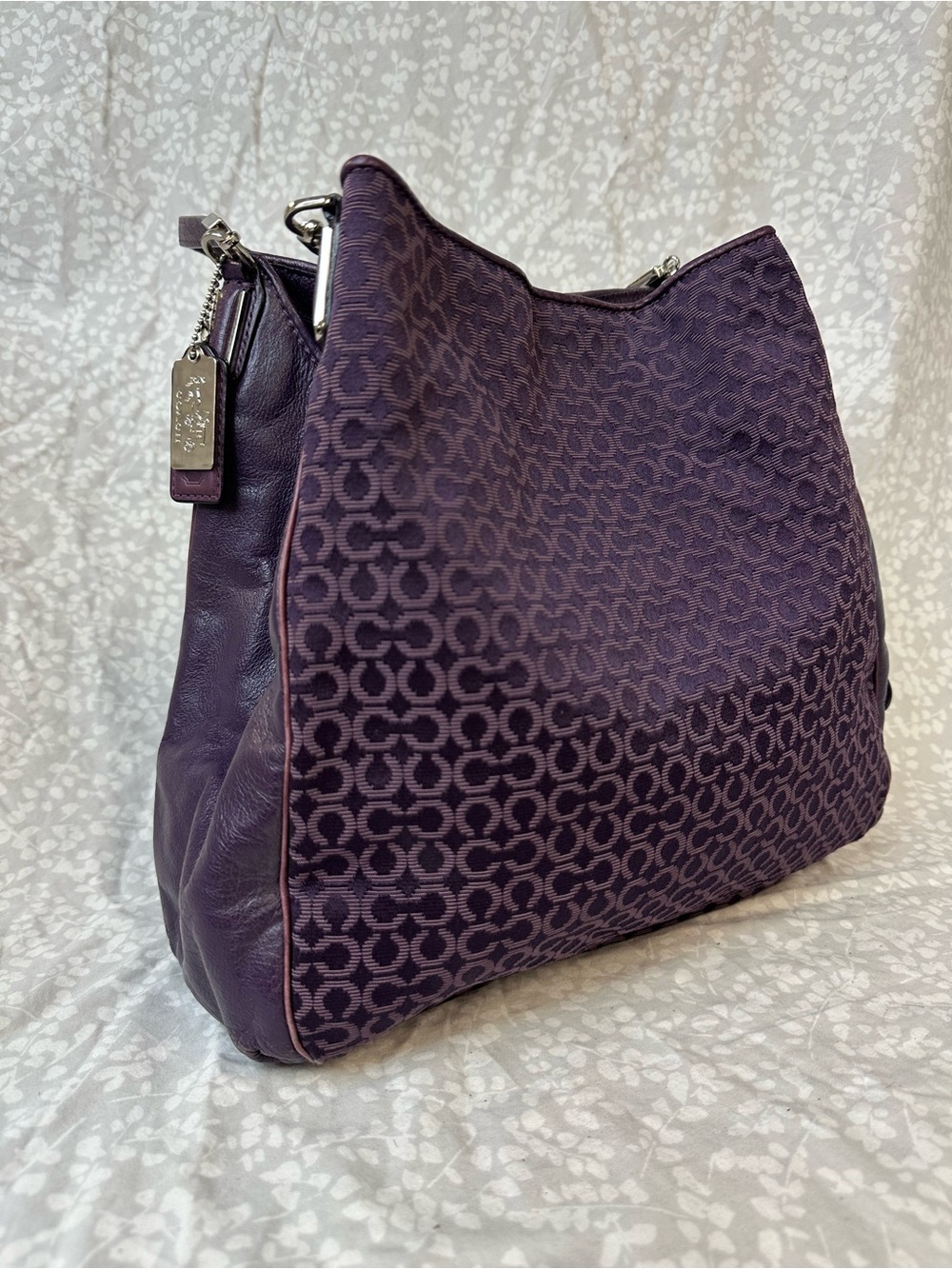Coach Purple Signature Canvas And Leather Madison Phoebe Shoulder Bag